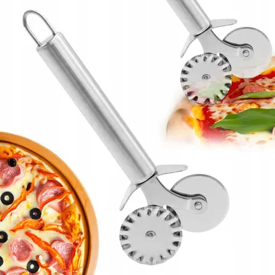 Zdjęcie produktu dla Radełko Nóż do Ciasta Pizzy Okrągły Dwustronny 18cm Nierdzewny Obrotowy