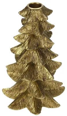 Imagen del producto de Soporte para velas "Meander", diseño de árbol de Navidad, color dorado, 14x14x21,7 cm