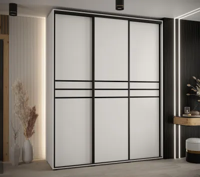Obrázok produktu pre Šatníková skriňa ASIRI 10 - 190/45 cm, biela / čierna
