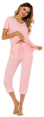 Imagen del producto de Solidchoice - Conjunto de pijama de verano para mujer, de algodón, con mangas cortas
