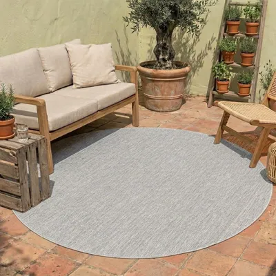 Produktbild von In- & Outdoor Teppich Rund - Costa Dunkelgrau