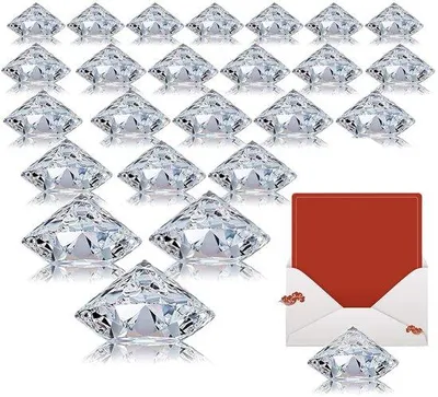 Obrázek produktu pro Držáky na vizitky s diamanty pro stolní dekorace, 24 kusů, průhledné