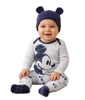 Produktbild von Disney Mickey Mouse Baby Set 4-tlg Gr. 74 80 Erstausstattung Geschenk Geburt blau