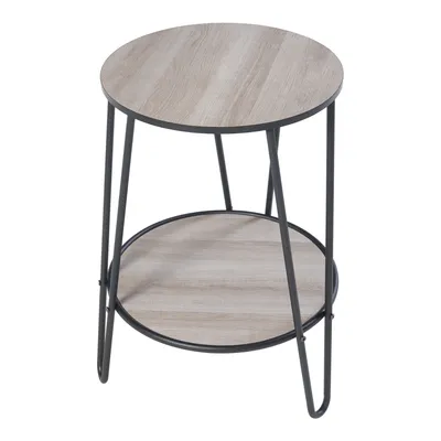 Produktbild von Beistelltisch ’Ylöjärvi’ mit 2 Ablagen 61 x 44 x 44 cm Schwarz/Eiche-Optik