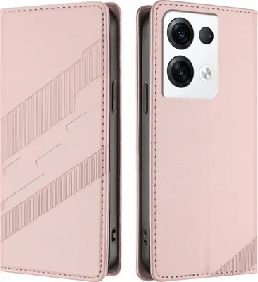Image de Etui pour Oppo Reno8 Pro 5G, étui portefeuille en cuirPolyuréthaneavec fente pour carte et fonction stand Rose