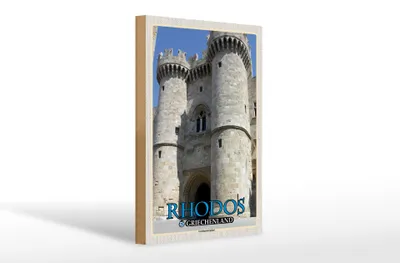 Produktbild von Holzschild Reise 20x30cm Rhodos Griechenland Großmeisterpalast Deko