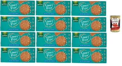 Produktbild von Gullón Cuor di Riso e Cereali Integrali Avena, Segale & farro, kekse mit Hafer, Roggen und geschrieben 12x 250 g + Italian Gourmet polpa 400g