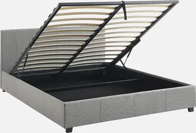 Produktbild von sweeek - Boxbett mit Lattenrost und Kopfteil, 160 x 200cm, Stoffbezug - Hellgrau