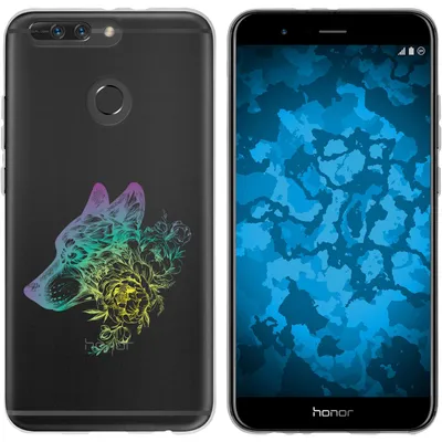 Produktbild von PhoneNatic Case kompatibel mit Huawei Honor 8 Pro Silikon-Hülle Floral Wolf M3-4