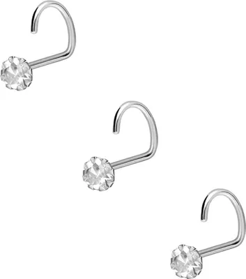 Produktbild von Nasenpiercing, Nasenstecker SET 925er Silber Nasenstecker Spirale EINGEFASSTER KRISTALL