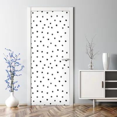 Produktbild von Dekorative 3D Abnehmbarer Wandsticker Türtapete selbstklebend Klebefolie Schwarze Punkte 85 x 200 cm
