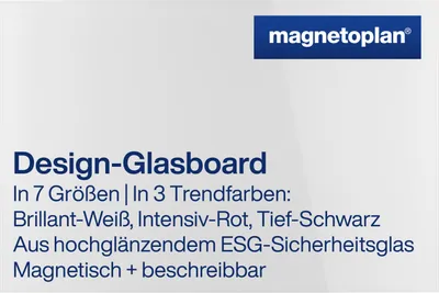Produktbild von Magnetoplan Design-Glasboard - magnethaftend und beschreibbar - 150x100cm - Weiß