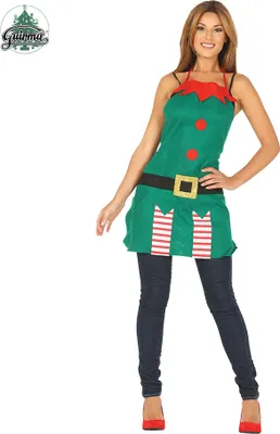 Immagine prodotto di Costume da elfo Grembiule natalizio da donna Verde-rosso - Taglia unica
