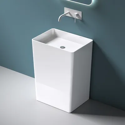 Produktbild von Mai & Mai Design Standwaschbecken freistehend weiß, aus Mineralguss, Waschtisch, BTH: 48x35x85cm Col36