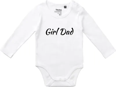 Produktbild von Huuraa Baby Body Girl Dad Schriftzug 80 White  Baumwolle Fairtrade Langarmbody Geschenkidee