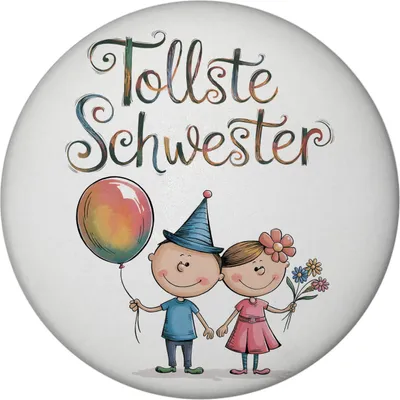 Produktbild von Tollste Schwester Cartoon Magnet für Geschwister