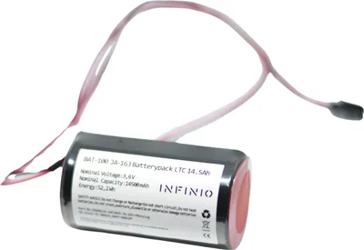 Produktbild von Infinio Ersatzbatterie kompatibel zu Jablotron BAT-100A Batterie für JA-163 mit 50cm Kabel + Stecker - 14500mAh