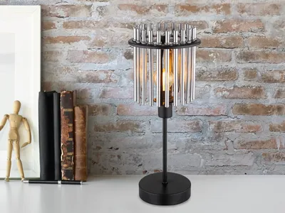 Produktbild von Ausgefallene LED Retro Nachttischlampe Lampenschirm Rauchglas Fensterbank H 37cm