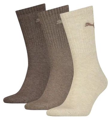 Image de Chaussettes de sport unies PUMA, 3 paires - chaussettes de tennis, chaussettes de sport, mélange marron uni 47-49
