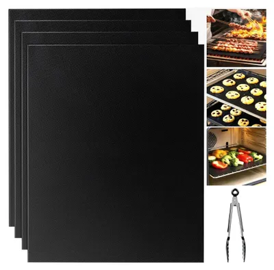 Produktbild von 4 Ofeneinlagen, 40 x 33 cm Dauerbackfolie für Backofen, Antihaftbeschichtet, Zuschneidbar, Wiederverwendbare Grillmatte für Gasgrill