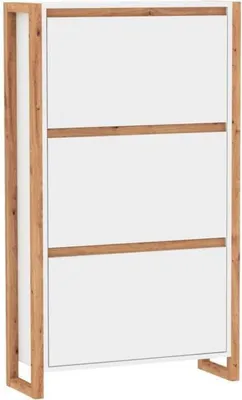 Produktbild von Schuhschrank – Weiß und Eiche – 12 Paar – L 70 x T 25 x H 125 cm – DENVER