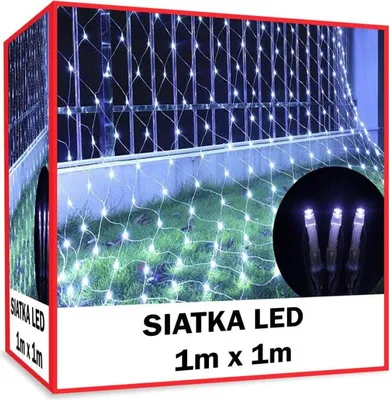 Produktbild von LED-Lichtervorhang 1x1m für die Außendekoration, kaltweißes Licht, wetterfest, 64 Dioden, grünes Kabel