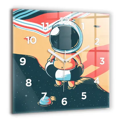 Obrázok produktu pre Wallfluent Hodiny - Sklenené Nástenné Hodiny - Tichý Quartz Strojček - Nástenná Dekorácia Spálňa Kuchyň - Biele Ruky - 60x60 cm - Astronautenkind