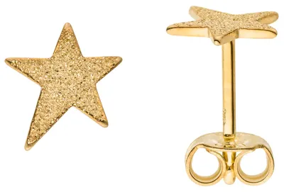 Produktbild von Ohrstecker Sterne mit Glitzereffekt 7,4x8,7mm aus 375 Gold Gelbgold Ohrringe