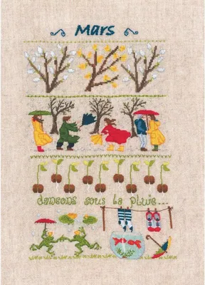 Image de Kit de point de croix compté « March » de Le Bonheur des Dames, 18 x 28 cm, à réaliser soi-même