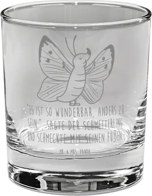 Produktbild von Mr. & Mrs. Panda Glas Schmetterling Zitronenfalter - Transparent - Geschenk, Trinkglas, Gute Laune, Fakt, Liebe, Schmetterlinge, gravur, Selbstliebe, Tumbler, Motivation