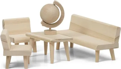 Image de Lundby Meubles en bois pour maison de poupées Salon Set DIY - Accessoires maison de poupées