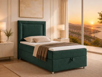 Produktbild von Best for Home Boxspringbett mit Bettkasten Trinity K3-SINGLE 80x200 Bonellfederkern inkl. Topper - Grun