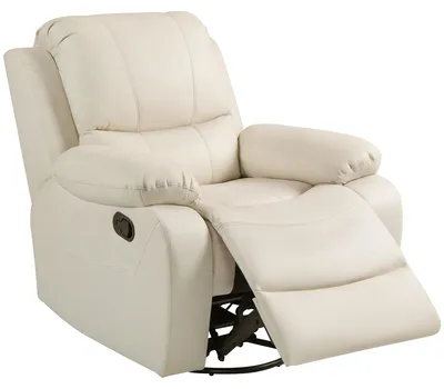 Image de Fauteuil inclinable avec dossier et repose-pieds réglables, fauteuil relax pivotant, fauteuil télé, fauteuil rembourré, couleur crème. Structure en acier. Capacité maximale : 150 kg. Dimensions : 93 x 100 x 98 cm