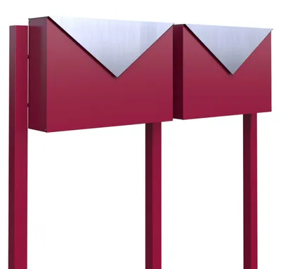 Produktbild von Briefkastenanlage Letter for Two in Rot mit Edelstahlklappe