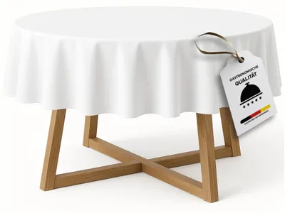 Runde Damast-Tischdecke 160 cm, 100% Baumwolle, Weiß