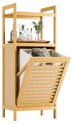 Produktbild von Bambus Kleiderschrank mit Abnehmbarer Wäschekorb