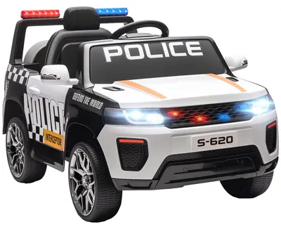 Obrázek produktu pro Dálkově ovládané elektrické policejní vozidlo, dva motory, siréna, BÍLÉ