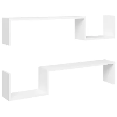 Produktbild von Wandregale 2 Stk. Weiß 100x15x20 cm Holzwerkstoff