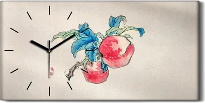 Produktbild von Wanduhr Bürouhr Leinwand Bild 60x30 Malerei Asiatischer Früchte Blätter Kunst - schwarze Hände