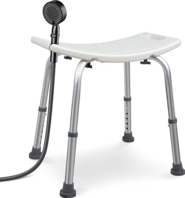 Produktbild von VOUNOT® Duschhocker höhenverstellbar 38–52cm, ergonomischer Duschstuhl für Senioren, Weiß