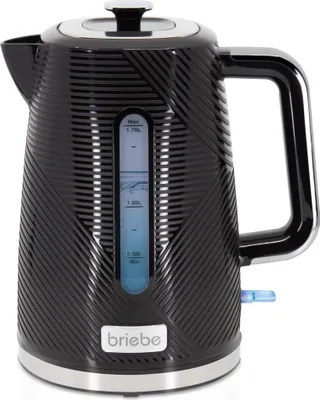 Zdjęcie produktu dla Briebe KT1168BLK, 1,7 l, 2200 W, Czarny, Stal nierdzewna, Wskaźnik poziomu wody, Zabezpieczenie przed przegrzaniem
