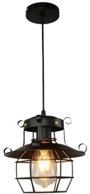 Obrázek produktu pro Retro průmyslové závěsné svítidlo – kabelové svítidlo – kov – patice E26 – 110–220 V – nastavitelný kabel 100 cm – bez žárovky – černé