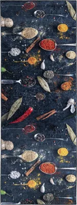 Produktbild von Küchen-Teppich Mazovia - Teppich für die Küche, Gewürzmuster - Rutschfest, Maschinenwaschbar - 80 x 300 cm