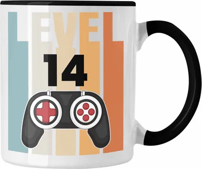 Produktbild von Trendation - 14. Geburtstag Tasse Gamer Jungs Jungen Geschenkidee zum Geburtstag Lustig Vierzehn (Schwarz)