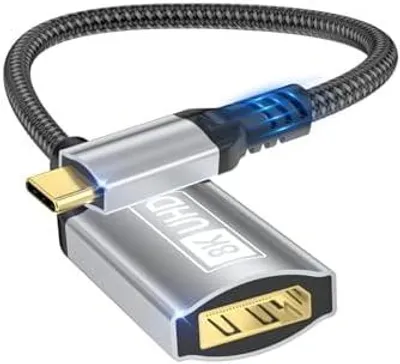 Produktbild von USB C auf DisplayPort Adapter, 8K Typ-C Stecker auf DisplayPort 1.4 Buchse, 8K@60Hz, 4K@144Hz, 4K@120Hz Dynamic HDR Thunderbolt 4/3 auf Display Port für iPhone 16/15Serie, MacBookPro, Galaxy