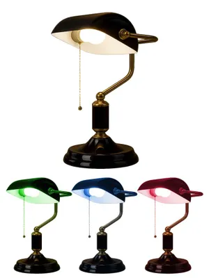 Produktbild von RGB LED Tischleuchte, Bankerlampe, schwarz gold, H 34 cm