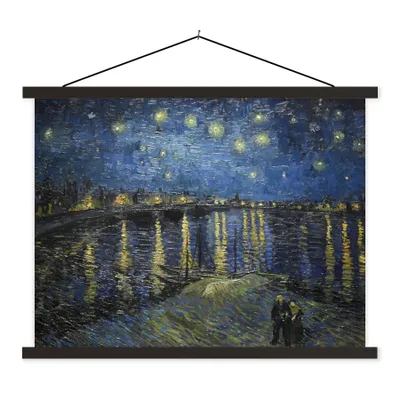 Produktbild von MuchoWow® Textilposter Sternennacht über dem Orsay Paris - Vincent Van Gogh 150x113 cm mit schwarzem Rahmen - Wohnzimmer