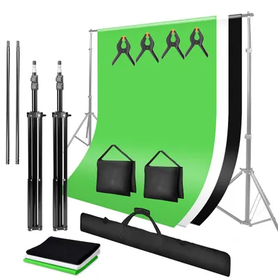 Produktbild von Ikodm 3x2M Hintergrundsystem Fotostudio Hintergrund   Teleskop Profi Fotografie Ständer Stativ Komplettset Tasche Set