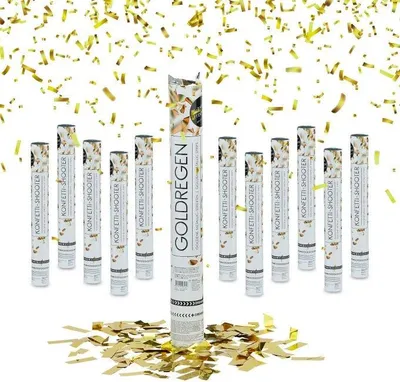 Image de lot de 12 Party Poppers "Pluie d'Or" 40 cm