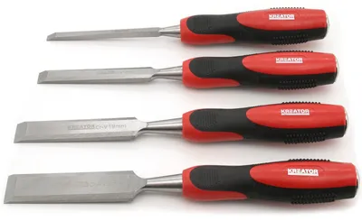 Stechbeitel-Set 4-teilig, Chrom-Vanadium-Stahl, TPR-Griff